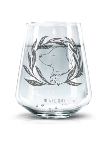 Mr. & Mrs. Panda Wasserglas Hund Blumen ohne Spruch in Transparent
