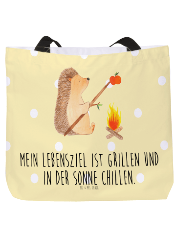 Mr. & Mrs. Panda Shopper Igel Grillen mit Spruch in Gelb Pastell