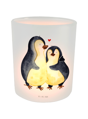 Mr. & Mrs. Panda Kerzenhalter Pinguin umarmen ohne Spruch in Transparent