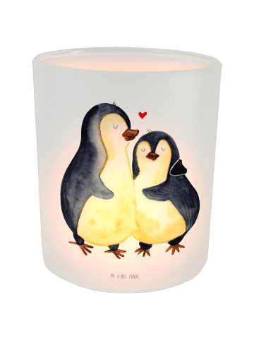 Mr. & Mrs. Panda Windlicht Pinguin umarmen ohne Spruch in Transparent