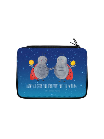Mr. & Mrs. Panda Mäppchen Sternzeichen Zwilling mit Spruch in Sternenhimmel Blau