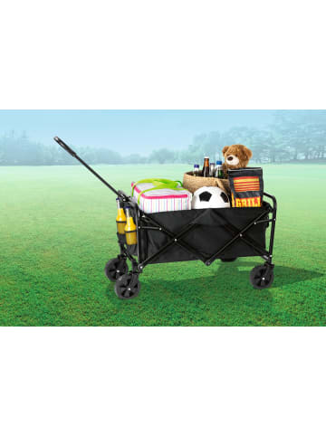 EASYmaxx Bollerwagen faltbar schwarz mit kleinen Rädern Schwarz