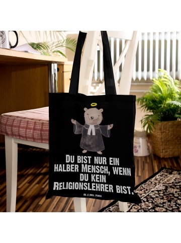 Mr. & Mrs. Panda Schultertasche Religionslehrer Herz mit Spruch in Schwarz