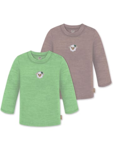 Normani Outdoor Sports 2er Pack Baby Merino Longsleeve Taupo in Grün/Rosa