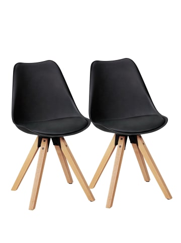 KADIMA DESIGN Esszimmerstühle 2er-Set | Kunstleder, Massivholzbeine, Nordic Style in Schwarz