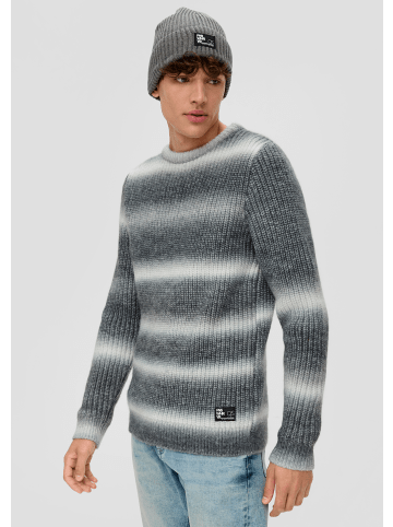 QS Strickpullover langarm in Grau-weiß