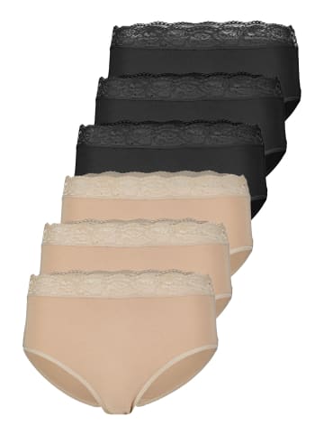 Nina von C. 6er Pack Damen Hüftslip in schwarz-nude