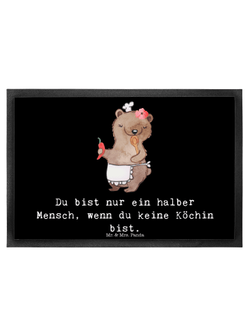 Mr. & Mrs. Panda Schmutzfangmatte Köchin Herz mit Spruch in Schwarz