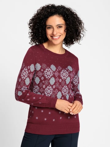 WITT WEIDEN Jacquard-Pullover in dunkelrot-gemustert