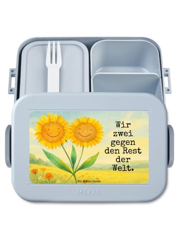 Mr. & Mrs. Panda MEPAL Bentobox Blume Sonnenblume Design mit Spruch in Blau Pastell