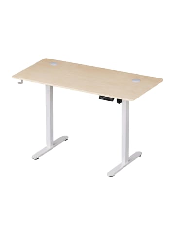 relaxdays Höhenverstellbarer Schreibtisch in Natur / Weiß - (B)160 x (H)120 x (T)60 cm