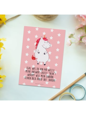 Mr. & Mrs. Panda bildkarte Einhorn Wut mit Spruch in Rot Pastell