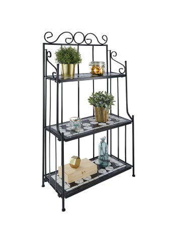 tectake Blumentreppe, 61 x 29 x 114 cm, klappbar und mit 3 Mosaikböden