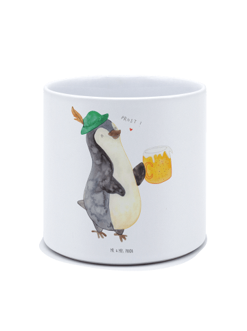 Mr. & Mrs. Panda Blumentopf Groß Pinguin Bier ohne Spruch in Weiß