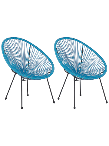 Beliani 2er-Set Cocktailsessel ACAPULCO II in Blau/Schwarz