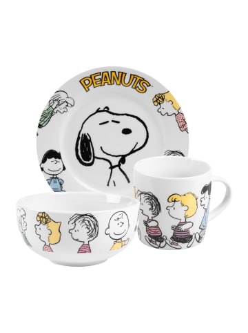 United Labels 3-tlg. The Peanuts Snoopy Frühstücksset Teller, Schale & Tasse in Mehrfarbig