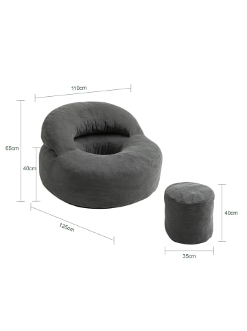 SoBuy Sessel in Anthrazit - (W) 125 x (H) 65 x (L) 110 cm