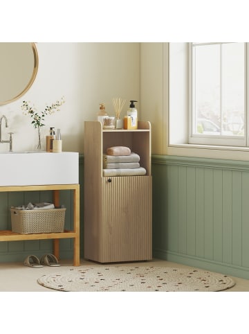HOMCOM Badezimmerschrank in Eiche 40L x 31B x 104H cm