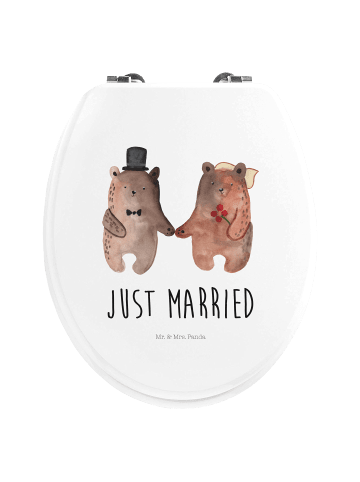 Mr. & Mrs. Panda Motiv WC Sitz Bär Heirat mit Spruch in Weiß