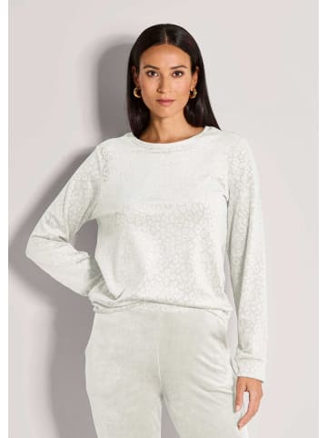 MADELEINE Langarm Animal-Print Pullover in perlweiß