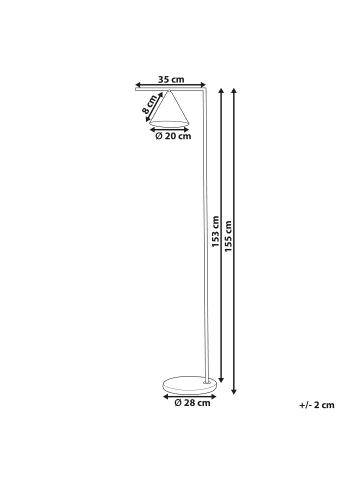 Beliani Stehleuchte MOCAL in Gold/Weiß - (W) 35 x (H) 155 x (L) 28 cm