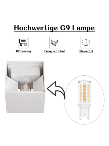 ZMH Wandleuchte LED in weiß 1-flammige G9 up down Licht 3000K warmweiß IP65