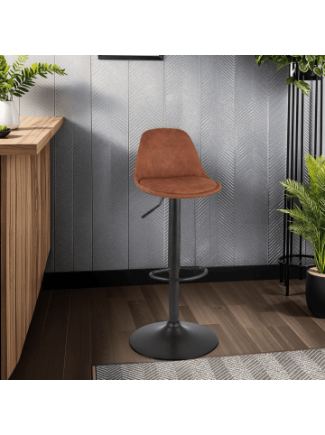 KADIMA DESIGN Barhocker Mikrofaser & Metall, höhenverstellbar 67-83 cm, drehbar in Braun
