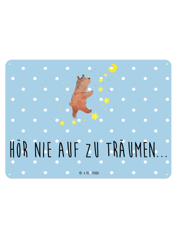 Mr. & Mrs. Panda tafel Bär Träume mit Spruch in Blau Pastell
