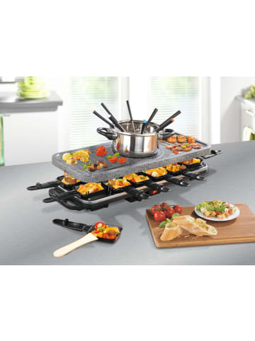 Gourmet Maxx Raclette- & Fondue-Set GRANITlook 1600W schwarz Schwarz
