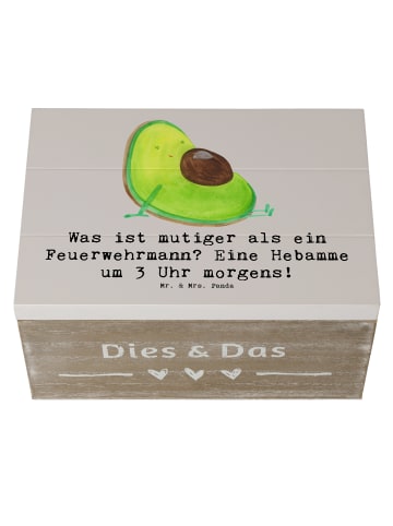 Mr. & Mrs. Panda Aufbewahrungsbox Mutige Hebamme mit Spruch in Grau Pastell