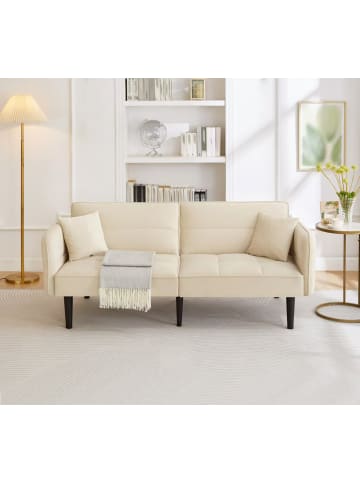 ABRIHOME Verstellbares Schlafsofa mit Schlaffunktion in Samt - Beige