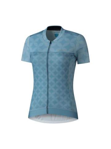 SHIMANO Short Sleeve Zip Jersey W's SAGAMI in Aqua Blue