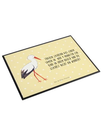 Mr. & Mrs. Panda tischpad Storch mit Spruch in Gelb Pastell