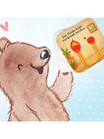 Mr. & Mrs. Panda Topfuntersetzer Streichhölzer Design mit Spruch in Weiß