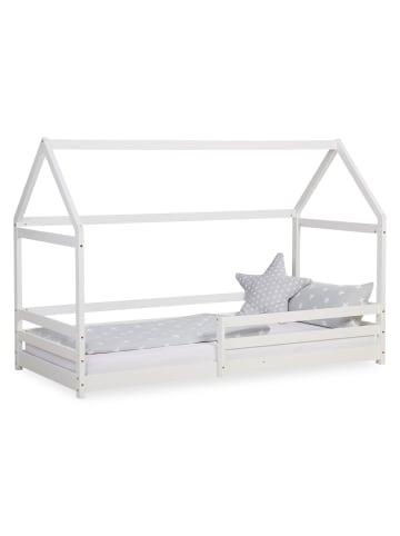 Homestyle4u Bodenbett 90x200 mit Lattenrost in Weiß