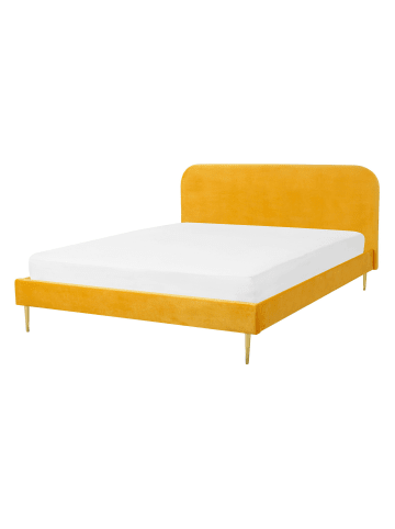Beliani Doppelbett FLAYAT in Gelb/Gold - (W) 153 x (H) 109 x (L) 215 cm