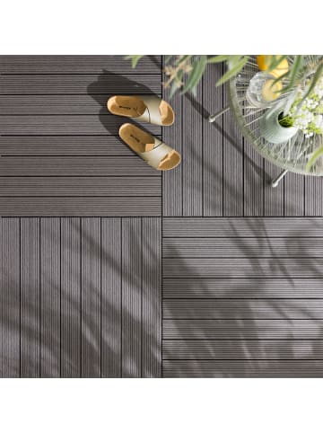 home24 12er-Set Terrassenfliese Thish in Grau