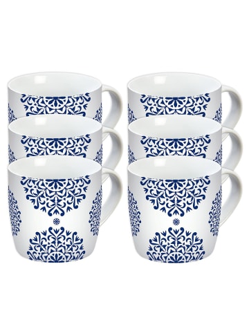 Geda Labels Tasse 6er Set Classic Blue Ornament in Blau - 300 ml