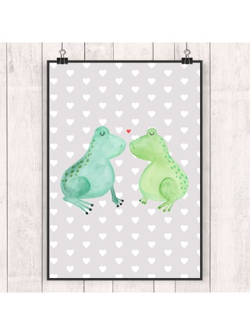 Mr. & Mrs. Panda Poster Frosch Liebe ohne Spruch in Grau Pastell