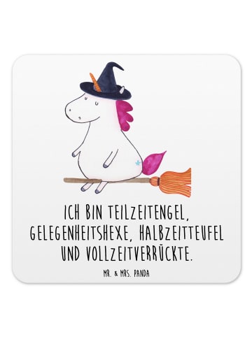 Mr. & Mrs. Panda Tischuntersetzer Einhorn Hexe mit Spruch in Weiß