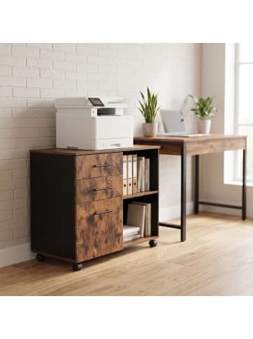 relaxdays Rollcontainer in Braun - (B)80 x (H)66 x (T)40 cm