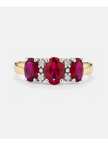 Diamant L'éternel Ring, mit synth. Rubin, 375 Gelbgold