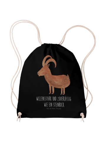Mr. & Mrs. Panda Sportbeutel Sternzeichen Steinbock mit Spruch in Schwarz