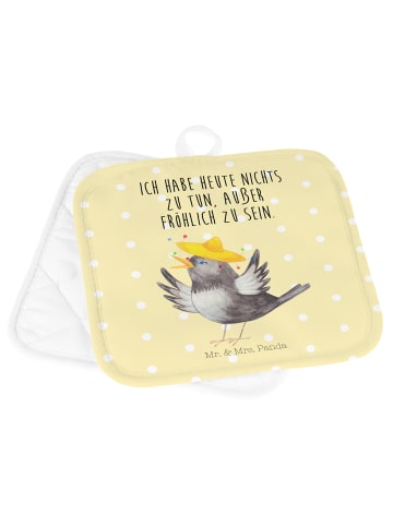 Mr. & Mrs. Panda Topfuntersetzer Rabe Sombrero mit Spruch in Gelb Pastell