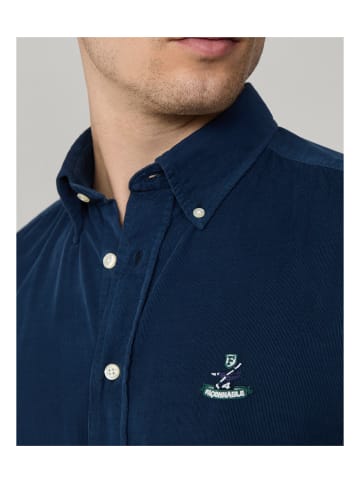 Faconnable Micro-Cord-Shirt in Blau