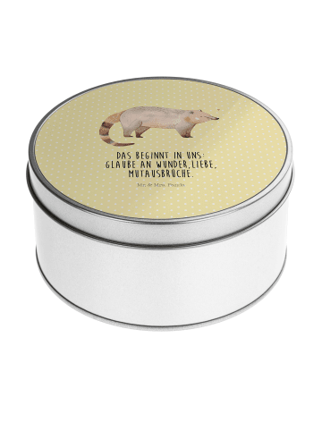 Mr. & Mrs. Panda Kaffeedose Nasenbär mit Spruch in Gelb Pastell