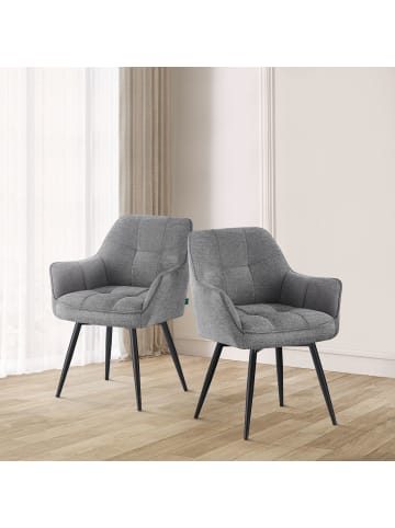 DUBI Möbel 2er-Set: Esszimmerstuhl THOMAS-LUNA in Grau - (B)61 x (H)82 x  (T)62 cm