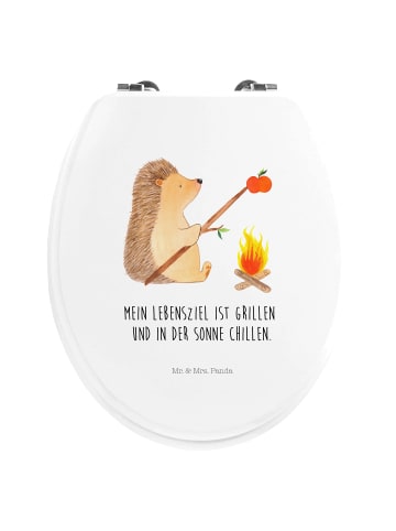 Mr. & Mrs. Panda Motiv WC Sitz Igel Grillen mit Spruch in Weiß