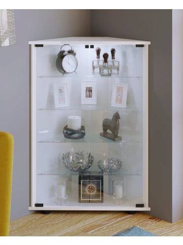 VCM  Holz Glas Eckvitrine Vitrine Jecka L in Weiß