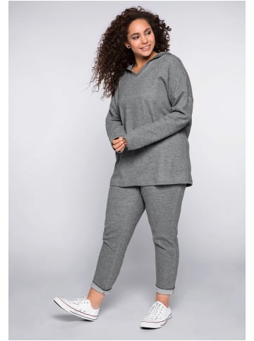 sheego Sweatshirt in dunkelgrau meliert